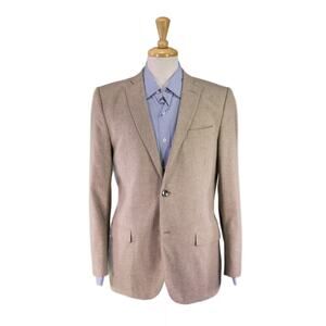 J. Lindeberg Hopper Wool Herringbone Slim Fit Light Brown 2Btn Blazer Jacket 40L